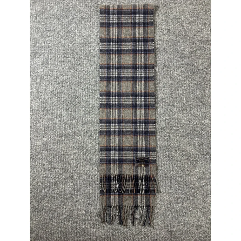 James Pringle Weavers‎ Scarf Grey 100% Pure Wool Plaid Squire Fringe Heritage